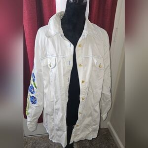 Bob Mackie 1X Plus Size Womens Floral Jacket